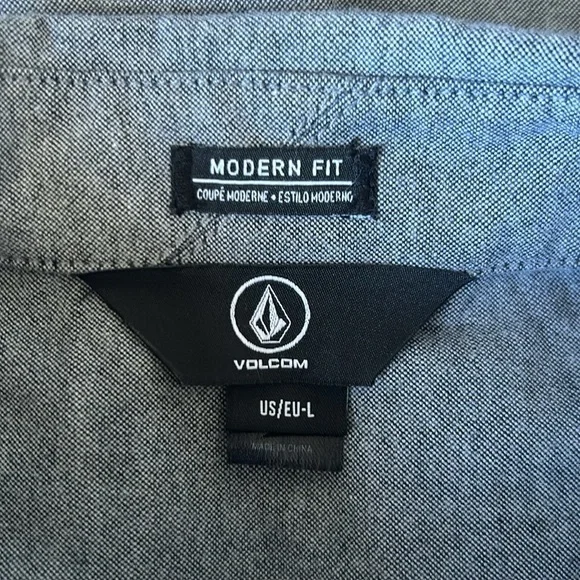 Grey Volcom Button Down Shirt Large - Picture 5 of 6